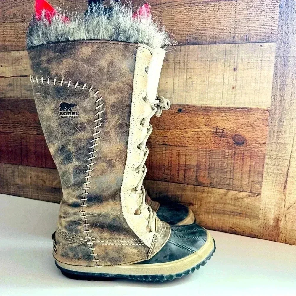 Sorel Suede Leather Waterproof Cate The Great Winter Boots - Tusk Stone